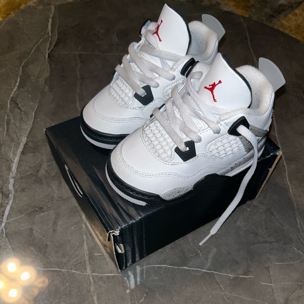 Jordan Kids White and Black Sneakers with Red Accents